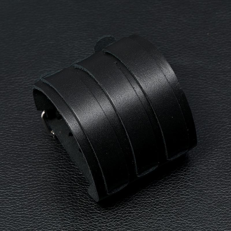 Pulsera de Cuero de Vaca Estilo Punk Retro para Hombres Europeos y Americanos - Joyería de Moda Inspirada en Motocicletas