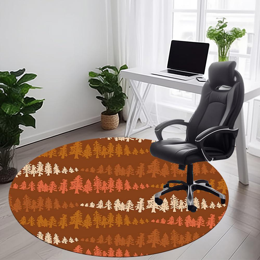 1pc Forest Trees Office Round Area Rug, Indoor Mat Suitable ForOffice, Under Office Chairs Bedroom Living Room Home Decor, D110