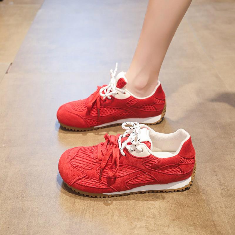 

Mesh explosion inner height increase thin German training shoes women s breathable 2025 summer new casual Forrest Gump shoes sports board shoes 40 красный