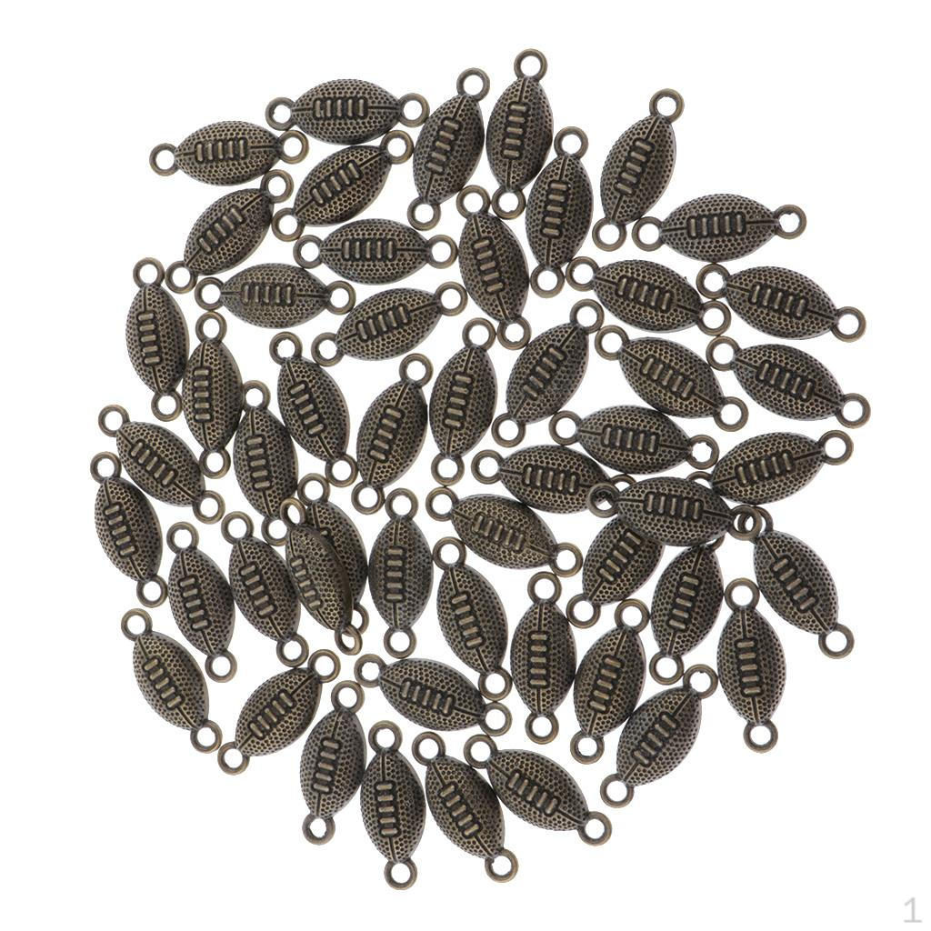 20 Pieces Mini Rugby Shape Charms Connector Pendants Beads for Crafting Antique Bronze