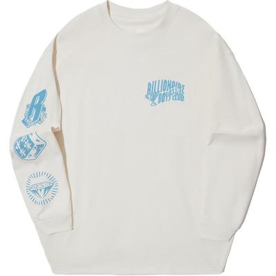 Li Ning X Billionaire Boys Club Skateboard Series Printed Letter Loose Fit Crewneck Sweatshirt Men Sweatshirt Eggshell-Gray AHSUF71-1