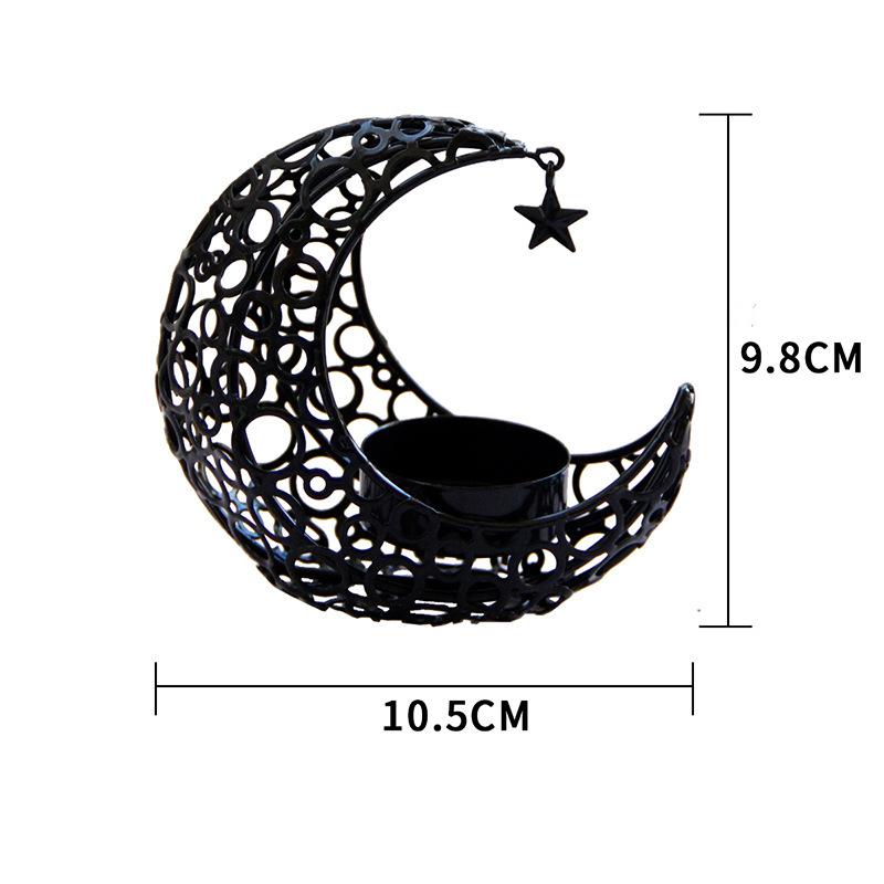 Eid Mubarak Ramadan Metal Candlestick Moon Shaped Candle Holder Home Desktop Ornament for Bedroom Showcase Living Room