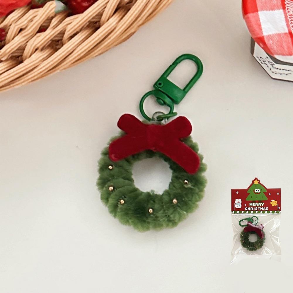 Red Mini Wreath Keychain Cartoon Christmas Brooch Fashion Christmas Pendant  Birthday Gift