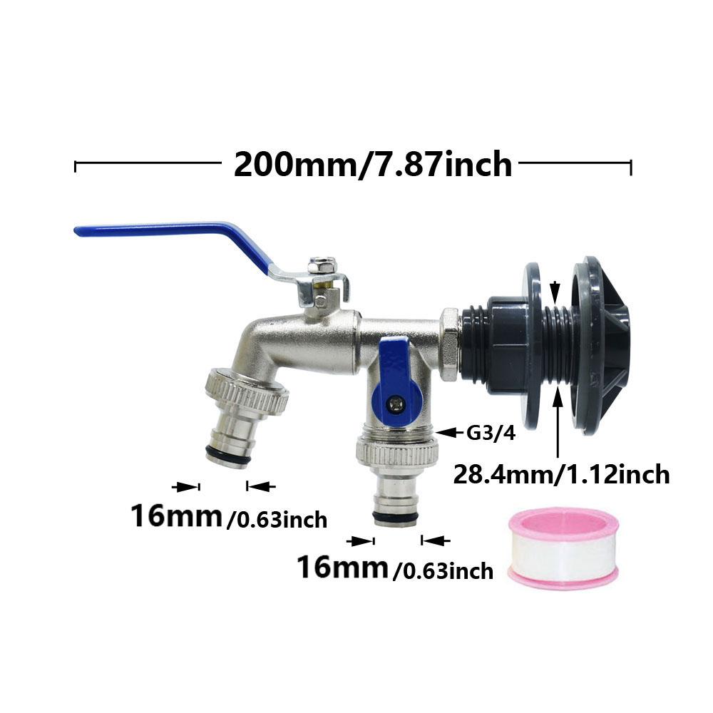16mm Nipple IBC Tank Tap Adapter Thread Connector Valve 15mm Hose Rainwater Collection Bucket Tap Garden Hose Tank Fitting