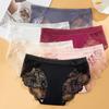 Silk Lace Seamless Mid-Waist Panties with Hollow Design