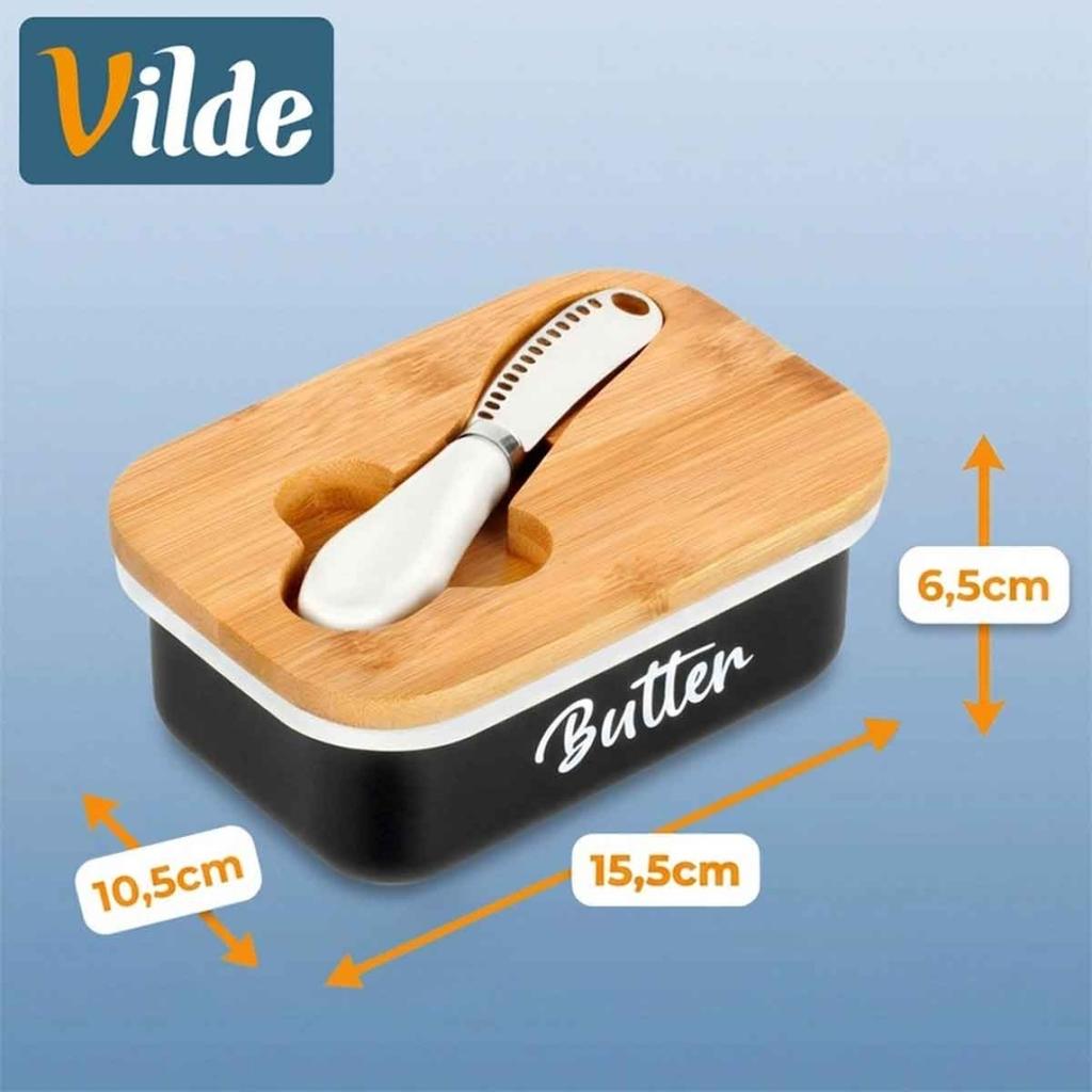 BLACK METAL BUTTER DISH WITH KNIFE 139516