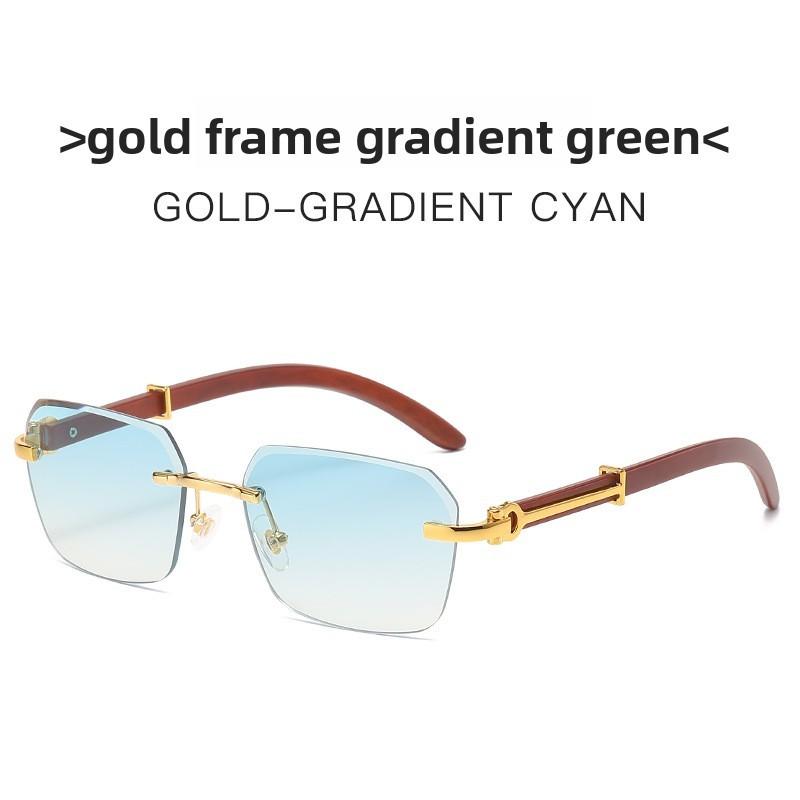 Cheetah Pattern Modern Metal Square Sunglasses With Blue Lenses For Stylish Sun Protection