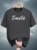T-shirt with Smile Print - Black Casual Summer Tee