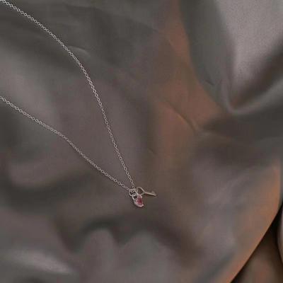 Pink Zircon Heart Key Pendant Necklace Cute Light Luxury Clavicle Chain For Women Elegant Small Exquisite Necklace Party Jewelry