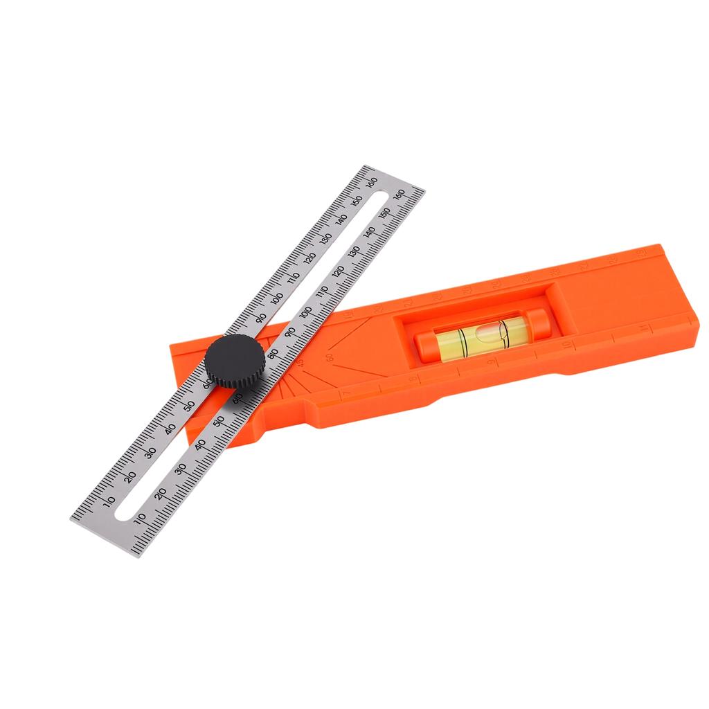 Woodworking Marking Ruler 0 16cm Multi Angle Positioning Scribing Ruler with Level Bubble