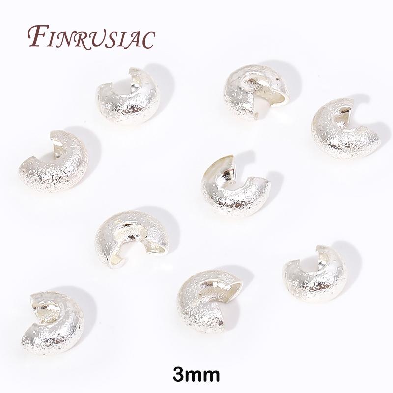 Позолоченные 18K Круглые Зажимные Бусины-Колпачки для Изготовления Украшений 50/100 шт. 3/4 мм Медные Открытые Зажимные Колпачки Фурнитура 50Pcs