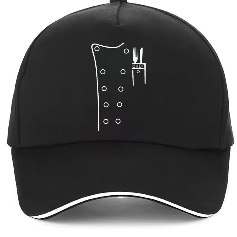 Chef Coat Graphic Baseball Cap Unisex Polyester Casual Adjustable Snapback Hat for Outdoor Sports