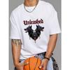 Unleashed Wolf Heads T Shirt White Three Black Wolves with Chains and Red Eyes Graphic Design for Casual Wear and Street Style