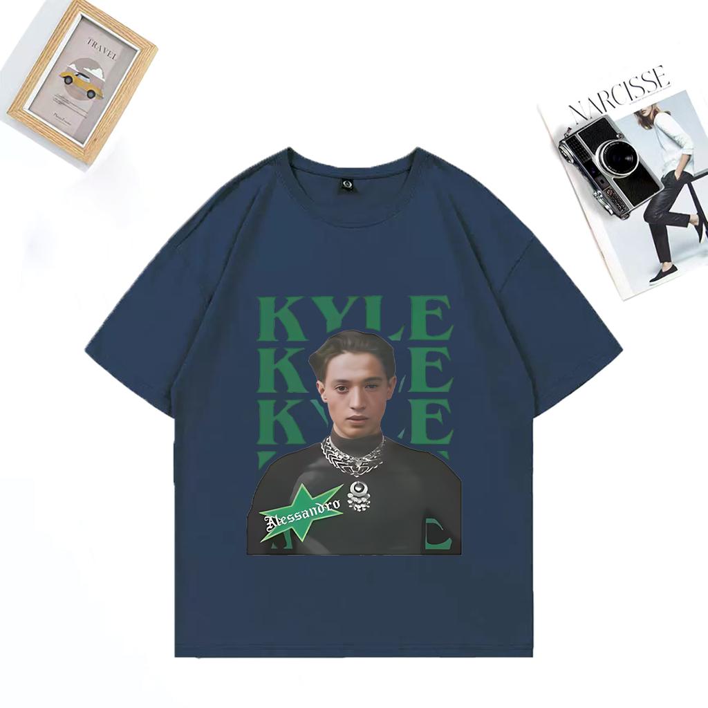 Ankunft Kyle Alessandro bedruckte T-Shirts Unisex DAMEN Heiß Leichter Eurovision Hip Hop Tops Baumwolle Kurzarm Oversized Streetwear