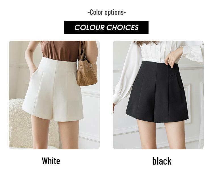 Summer 2024 Women's High Waist White A-line Suit Shorts: Loose, Casual Wide-Leg Design