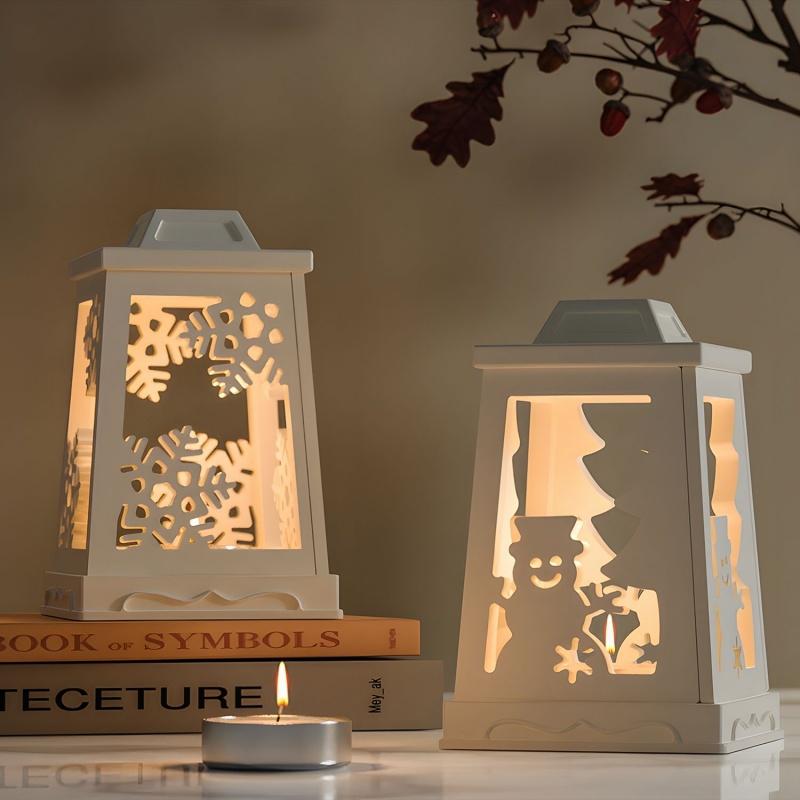 DIY Christmas Candlestick Silicone Mold Deer Snow Lantern Shaped Candle Gypsum Base Epoxy Resin Mold Home Decoration