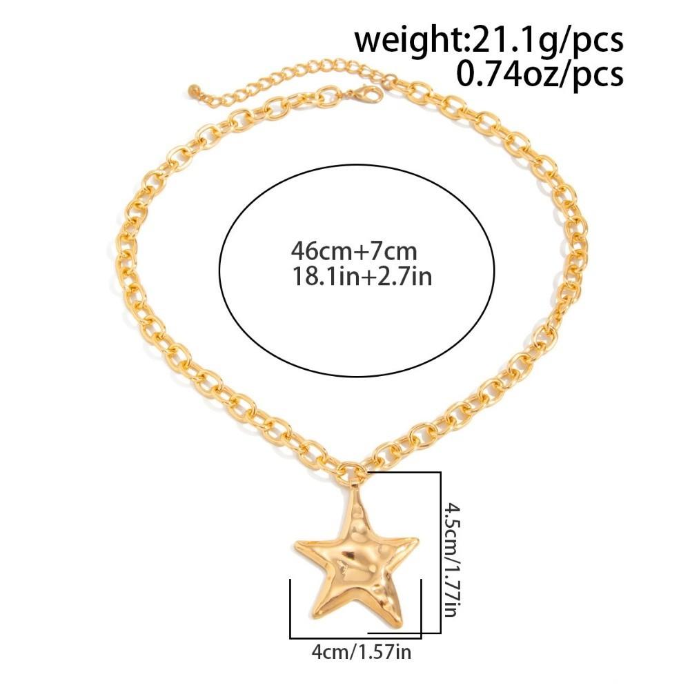 OT Buckle Pentagram Pendant Necklace Five-pointed Star Clavicle Chain Chunky Chain Necklace  Women