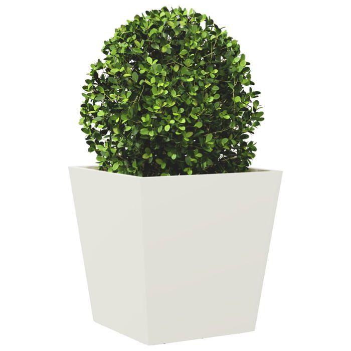 VidaXL Planter White 40x40x40 Cm Steel, Outdoor Planter, Flower Box, Garden Box, Patio Planter, 851054