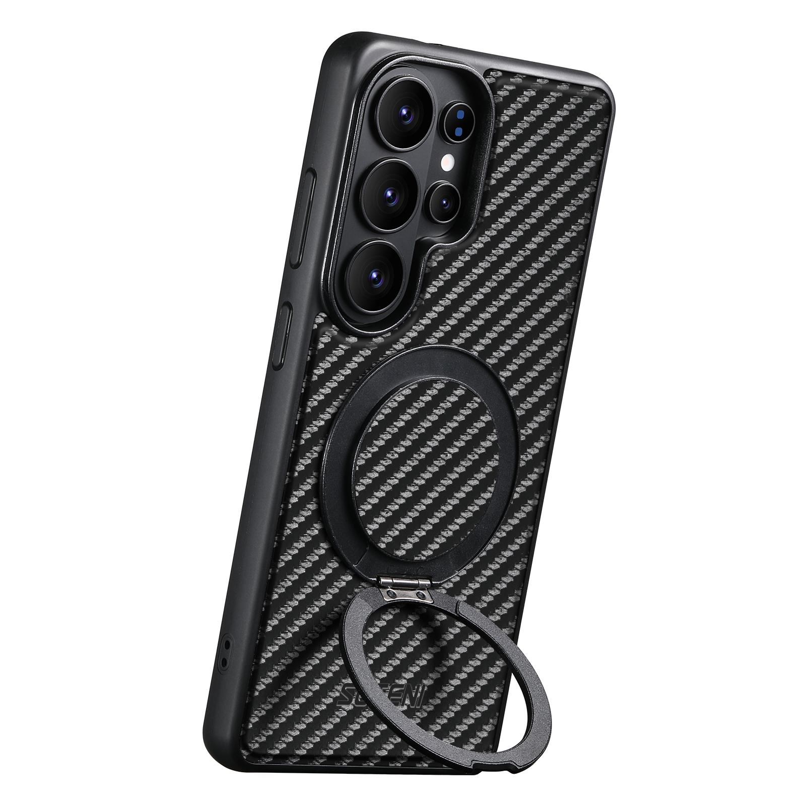 

Carbon Firber Texture Leather Case for Samsung Galaxy S26 Ultra S25 Plus S24 S23 S22 Magnetic Metal Ring Holder Shockproof Cover Galaxy S26 Ultra чёрный