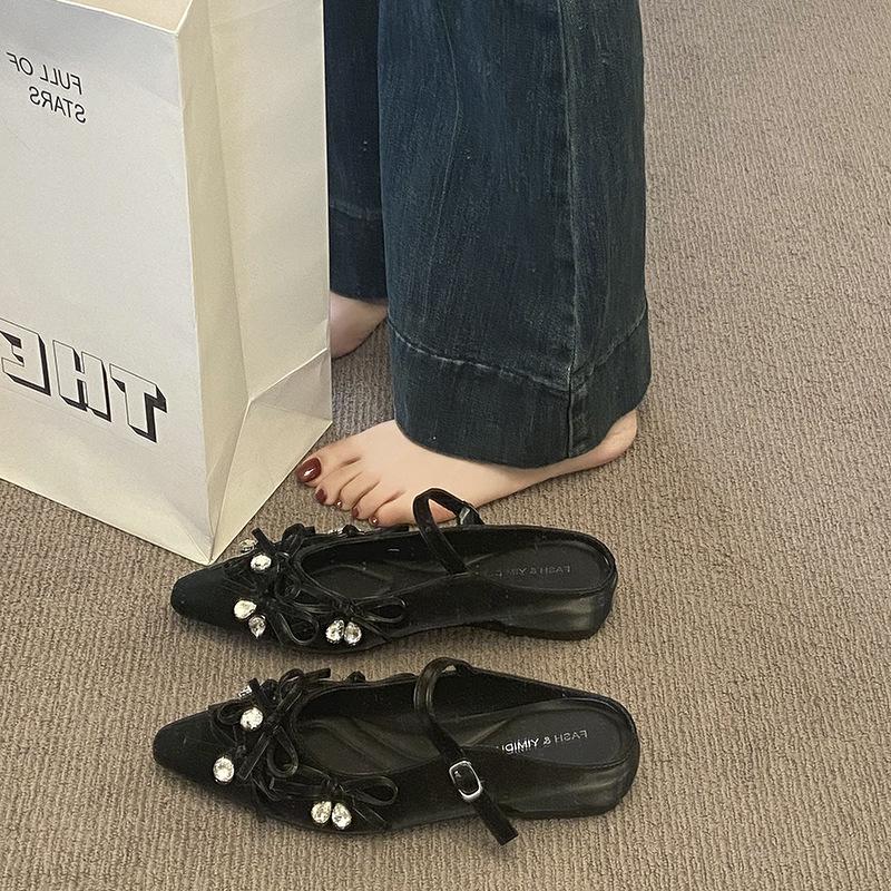 

Xiaoxiangfeng half slippers bag head half slippers outer wear single shoes women 2025 spring new temperament low heel cool slippers women 40 чорний