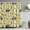 Skull Pattern Shower Curtain Decorative Fabric Waterproof Bath Rug Bag for Home Bathroom Accessories in Yellow/White Colors