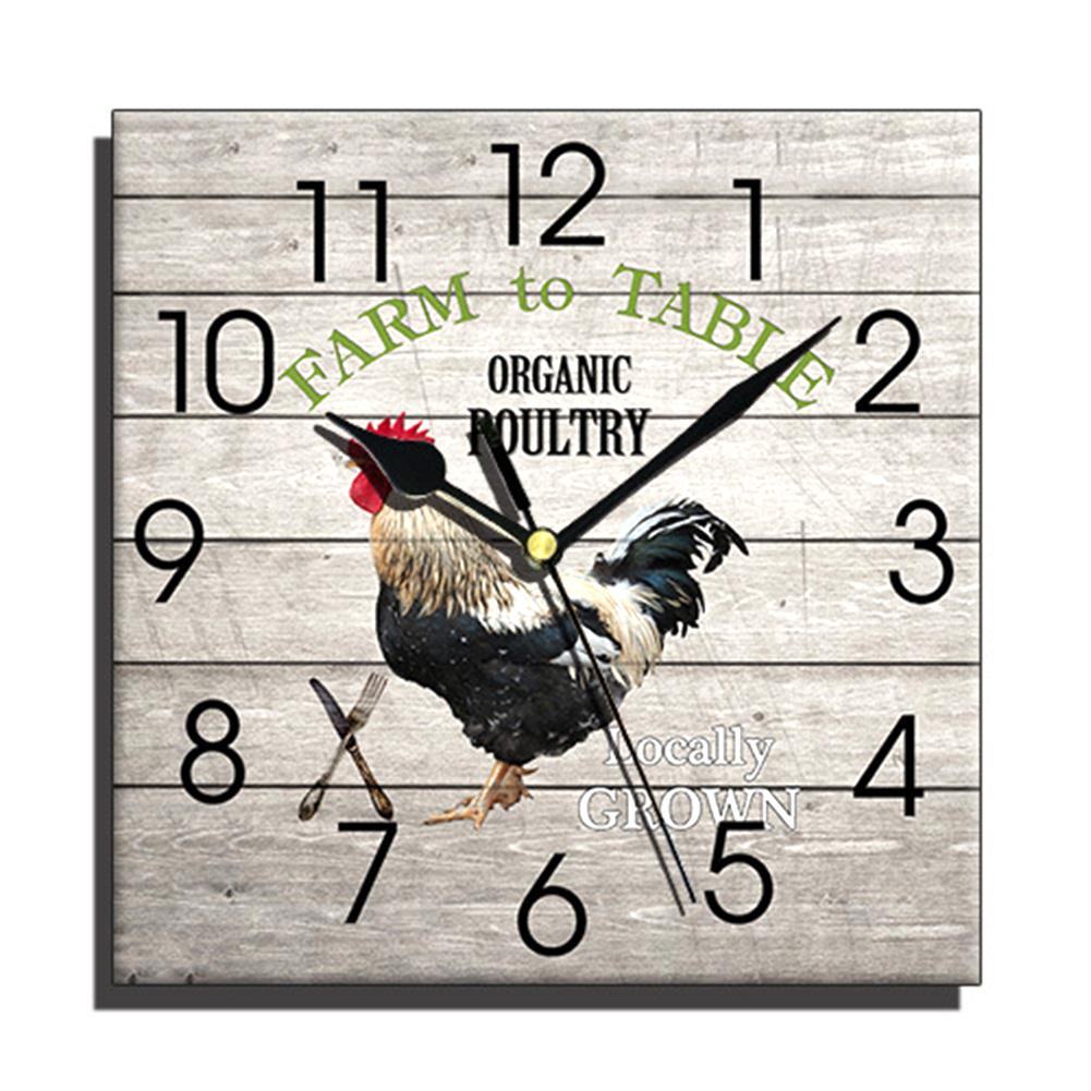 Wooden Square Wall Clocks Silent Non ticking Battery Powered For Home Kitchen Living Room Office Decor