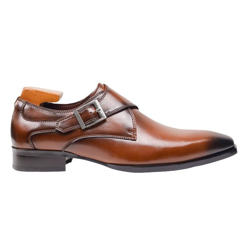 Men's Plus Size Genuine Leather Square Toe Monk Strap Shoes