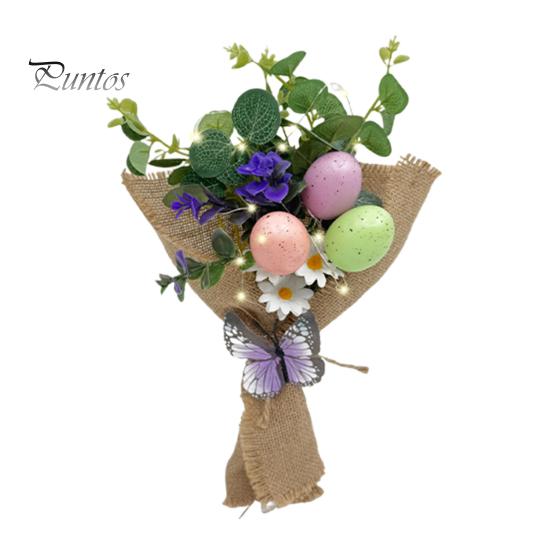 

Искусственные цветы для пасхальных яиц, ручные весенние цветочные стебли, пестрые украшения для пасхальных яиц со светодиодной подсветкой для настольных украшений A
