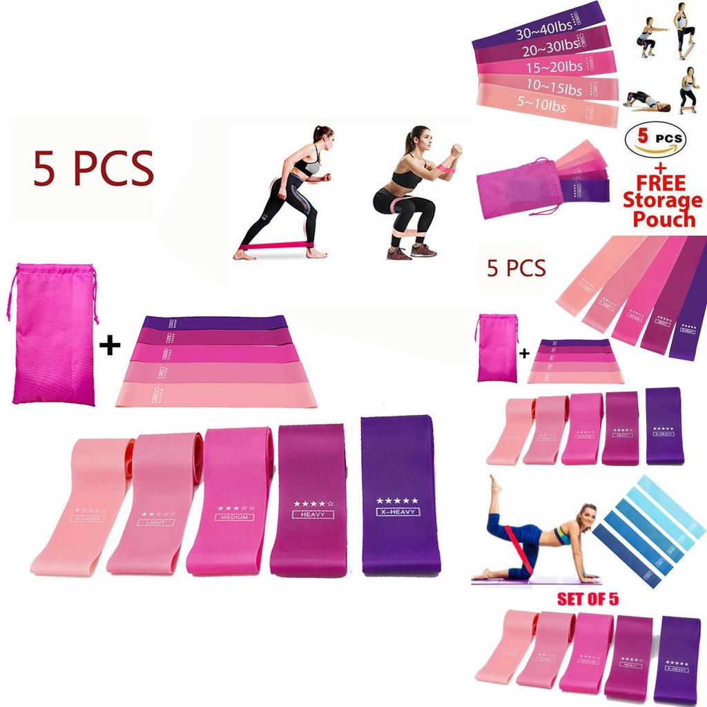 Premium Latex Gym Widerstandsbänder Set für Fitness und Physio in eleganten Rosatönen