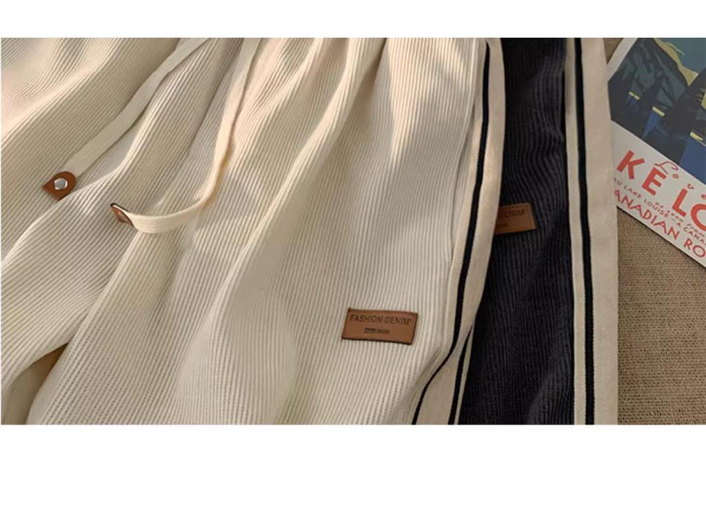 Men's Striped Corduroy Sweatpants - Casual, Loose, Straight-Leg for Spring and Autumn