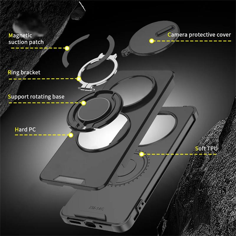 Slide Camera Lens Protection Phone Cases For Xiaomi Redmi Note 14 13 Pro Plus 5G Magnetic Ring Case Redmi 14C 13 5G Back Cover
