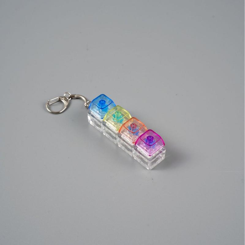 4/9 Keys LED Light Up Keychain Keyboard Clickable Button Fidget Stress Anxiety Relief tool Portable Office Decor Birthday Gift