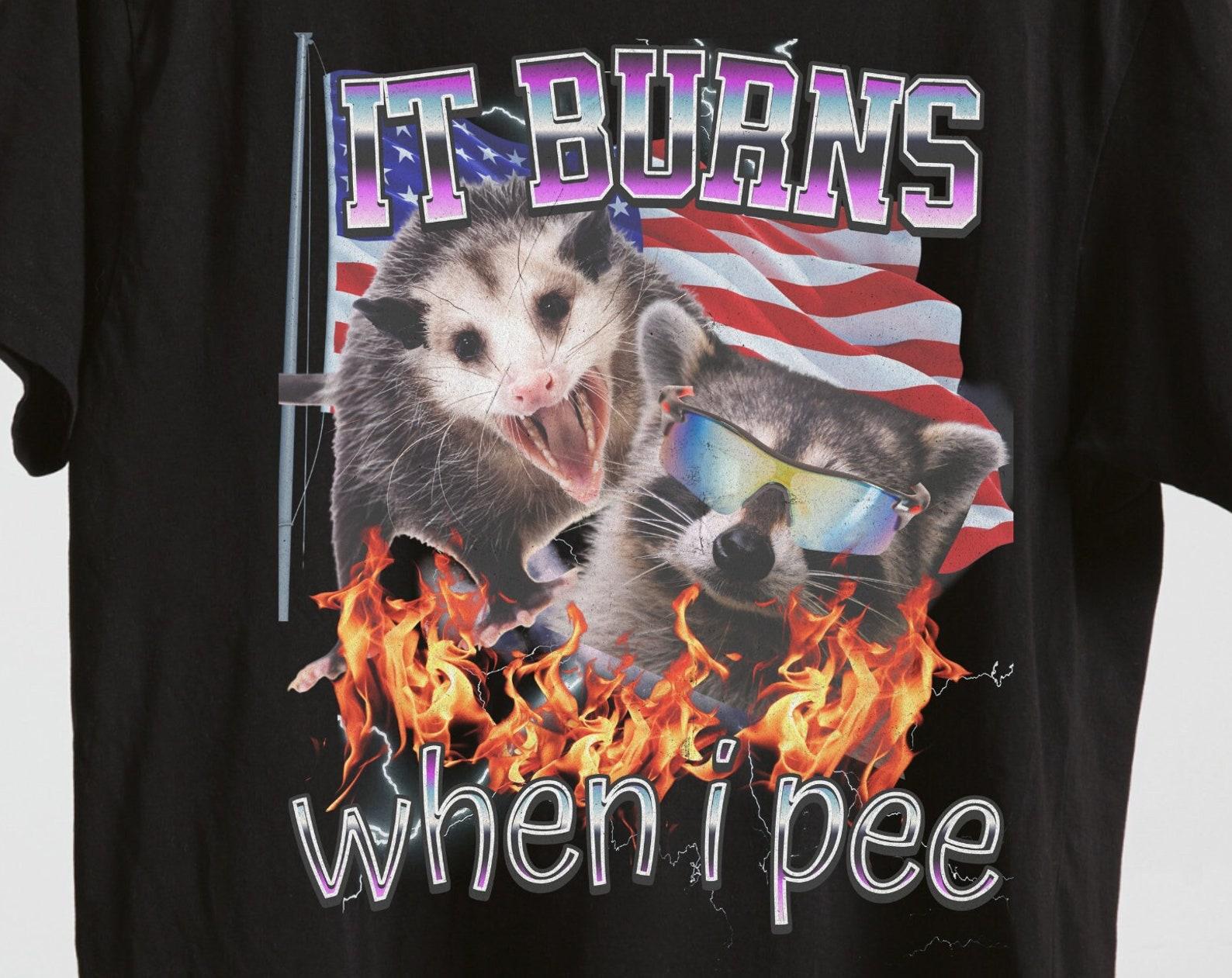 It Burns When I Pee Shirt: Raccoon Dank Meme Tee 2XL