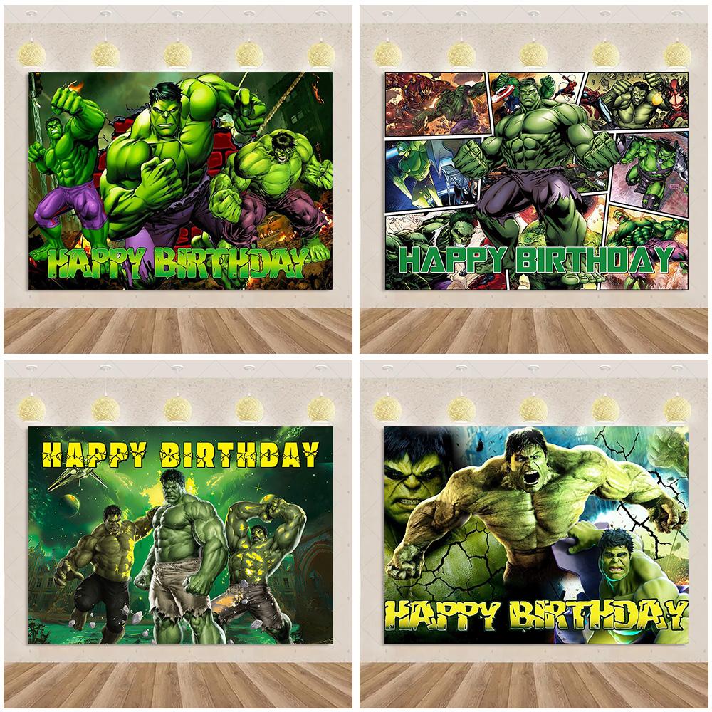 Fondo de foto de Hulk, superhéroe, gigante de dibujos animados verde, decoraciones para fiesta de cumpleaños infantil, artículos para baby shower.