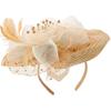 Chapeau Fascinator Exagéré pour Mariée Ciieeo avec Voilette, Coiffe de Fête pour Femmes pour Mariages, Accessoires d'Occasion Spéciale Beige