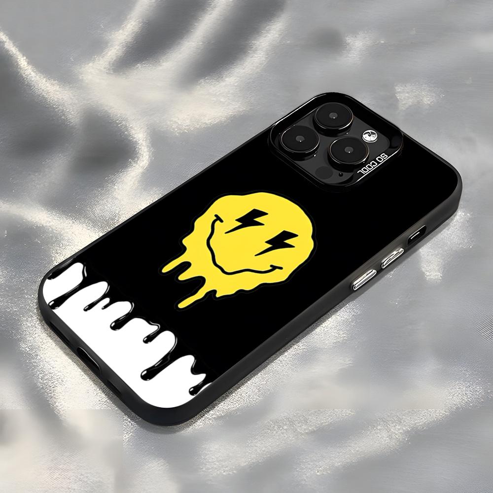 

Colorful Danish Smiley Phone Case For IPhone17 Air 16 15 14 Plus 13 12 11 Pro 7 8 XS Max XR Silver Black Bumper Case iPhone 16 Plus