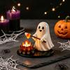 Decorative Resin Ghost Ornaments Halloween Campfire Tealight Holder, Mummy Scarecrow Cozy Home Atmosphere Accessories Candle Stand for Desk,