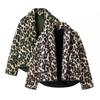Leopard Short Padding Jacket Winter Woman Clothing Korean Fashion Style Vintage Outerwears Top Coat Elegant Parkas