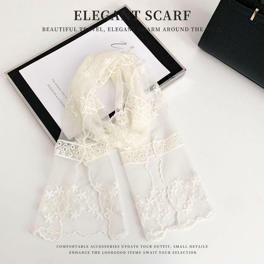 Printed Embroidery Lace Scarf Thin Lace Scarves Fashion Flower Scarf  Beach