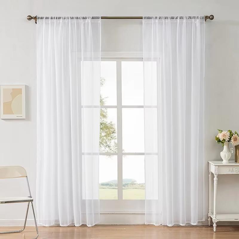 Modern Solid Color Sheer Curtain with Light Filtering Privacy Fabric for Living Room Bedroom French Window Home Decoration