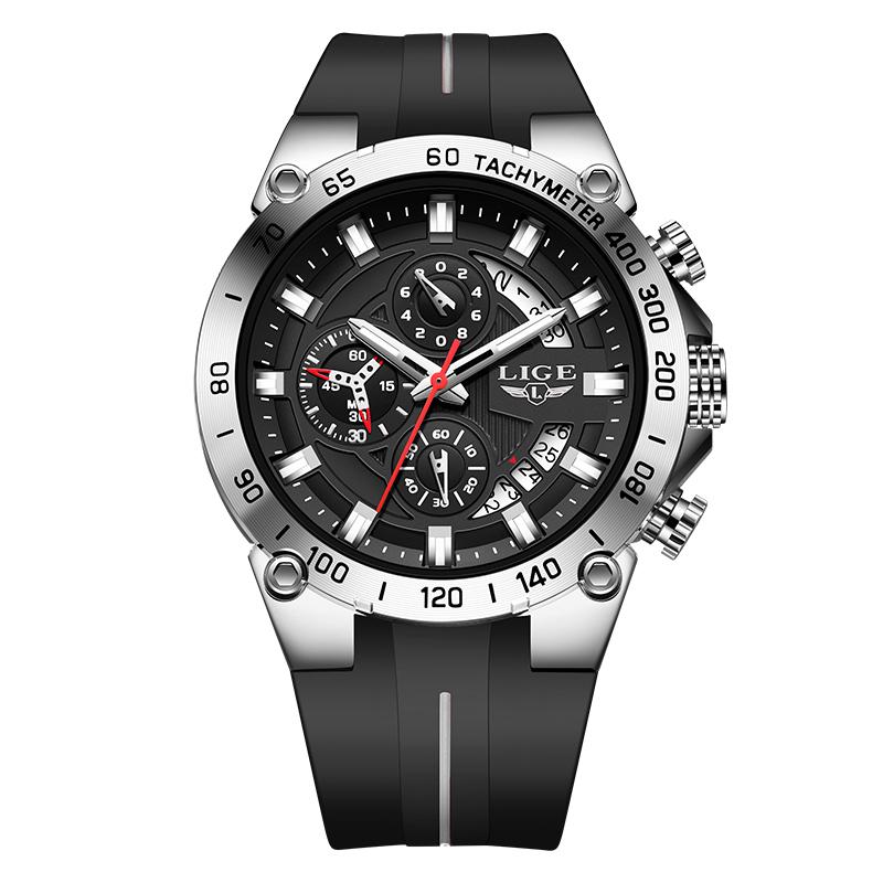 LIGE Brand Watch Men Silicone Sports Watches Men's Army Military Quartz Wristwatch Chronograph Male Clock Relogio Masculino