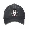 Playful Bull Terrier Outline Portrai Washed Baseball Cap Outdoor For Womens Unisex FeUnisex Dad Hat