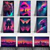 Abstract Neon Animal Pink Purpl Prints Poster Canvas Painting HD Modern Wall Art Picture for Gaming Room Bedroom Home Decoration