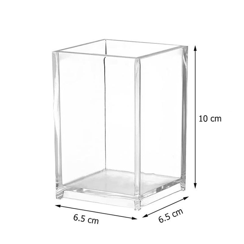 1PC Clear Acrylic Pen Holder for Desk, Multi-Purpose Pencil & Makeup Brush Organizer, Stationery Storage Cup for Office Home