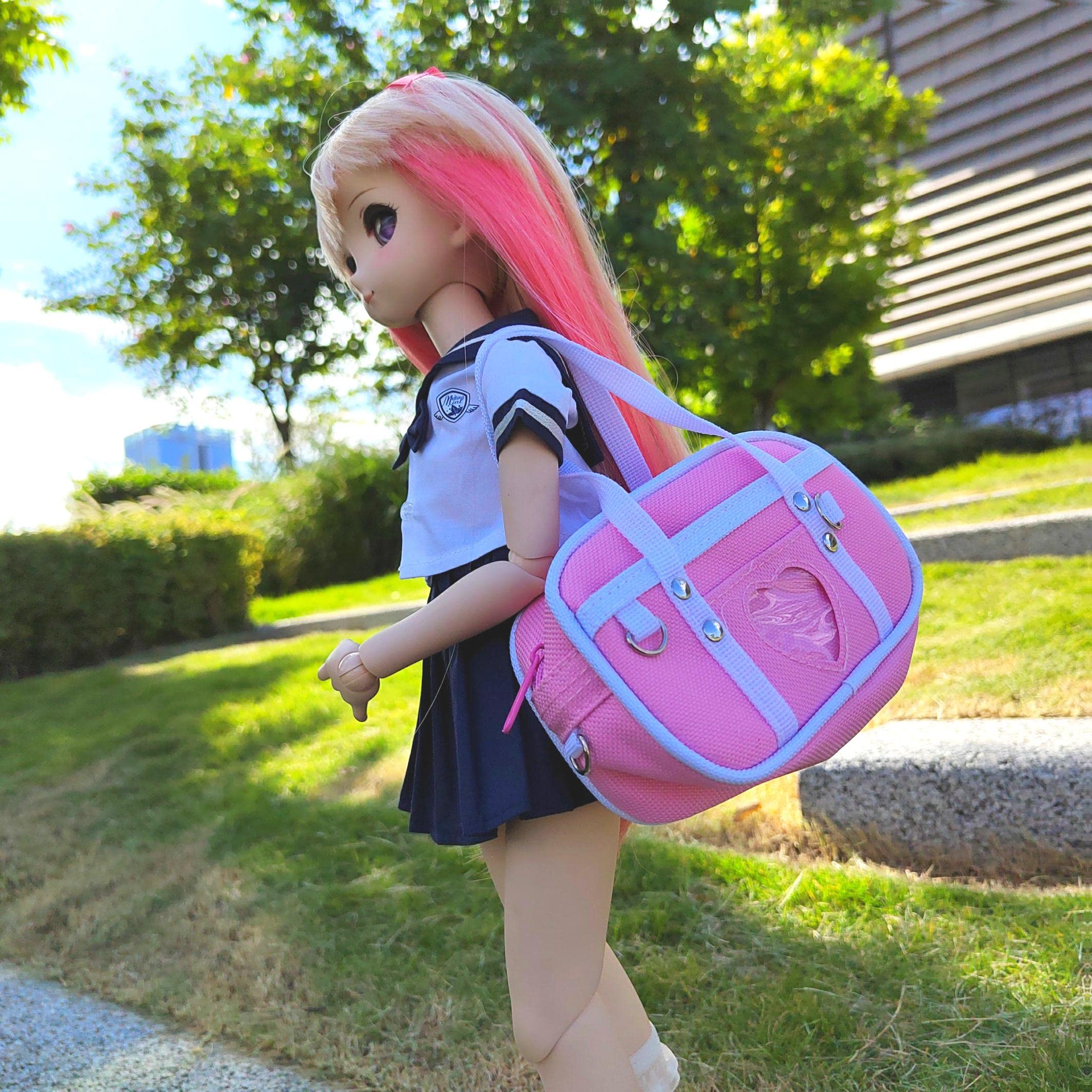 Doll bag, school bag, BJD (Ballroom, Junior High School, Doll, School Uniform) (Pink)