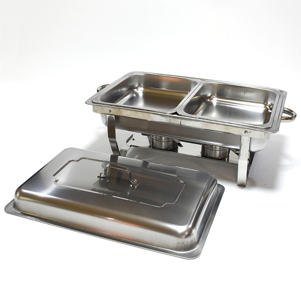 Buffet Warmer Server 2 Tray Chafing Dish Buffet Set Stainless Steel Food Warmer for Hotel Restaurant