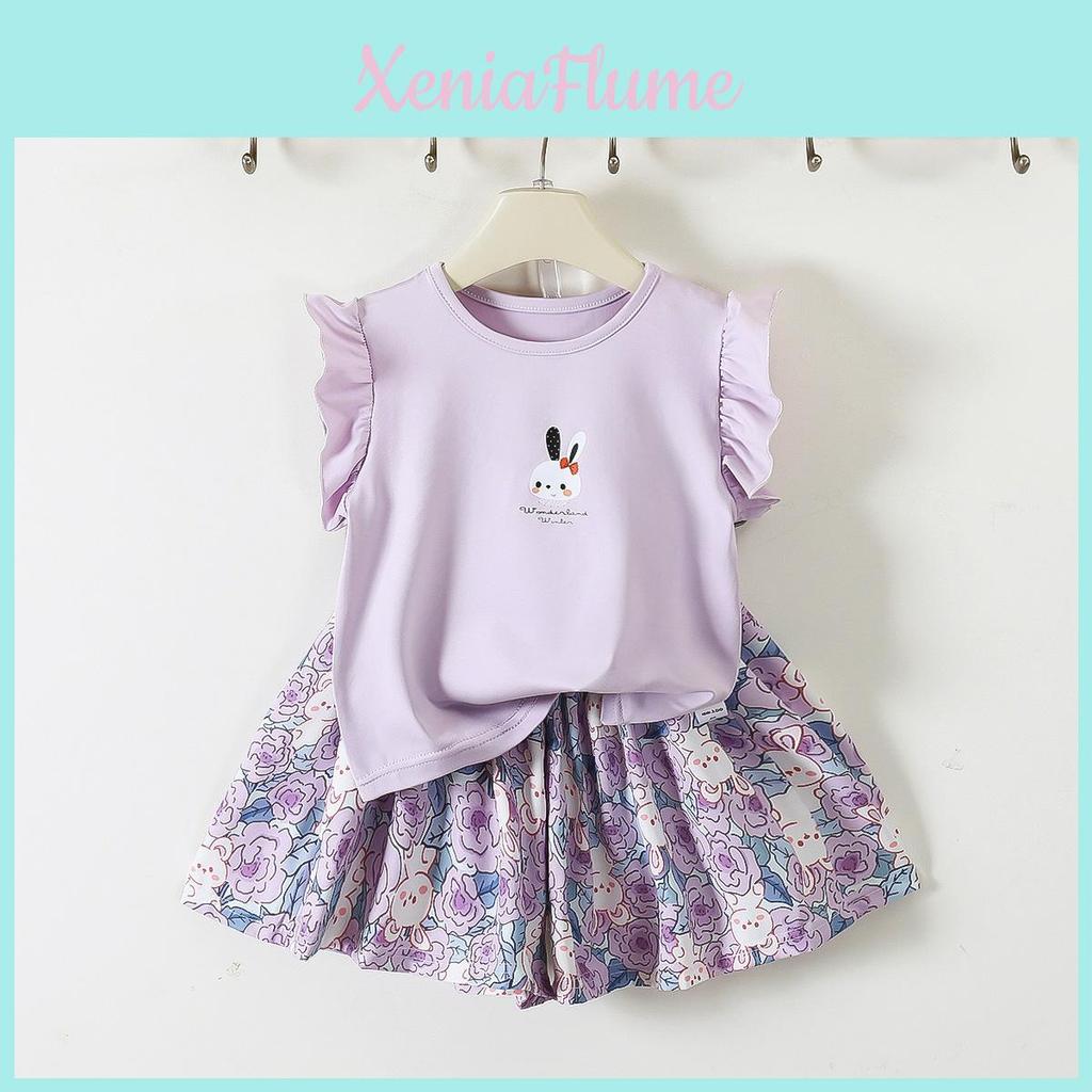Girl Summer Outfit Set With Floral T Shirt And Shorts For Kids Ages 3 To 8