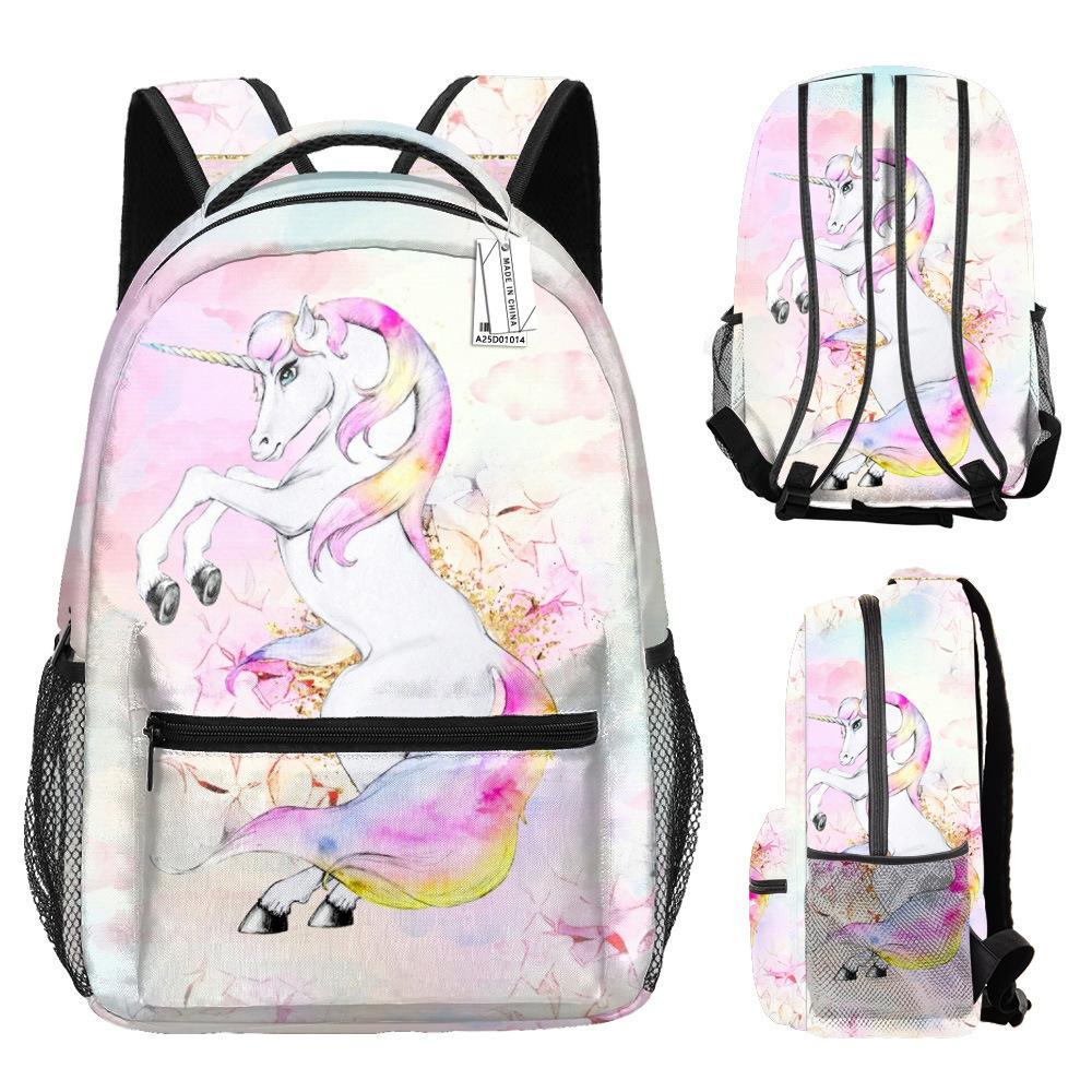 Classic Kpop Youthful School Bags Unisex Cool Unicorn Travel Bags 3D Print Oxford Waterproof Notebook Shoulder Backpacks