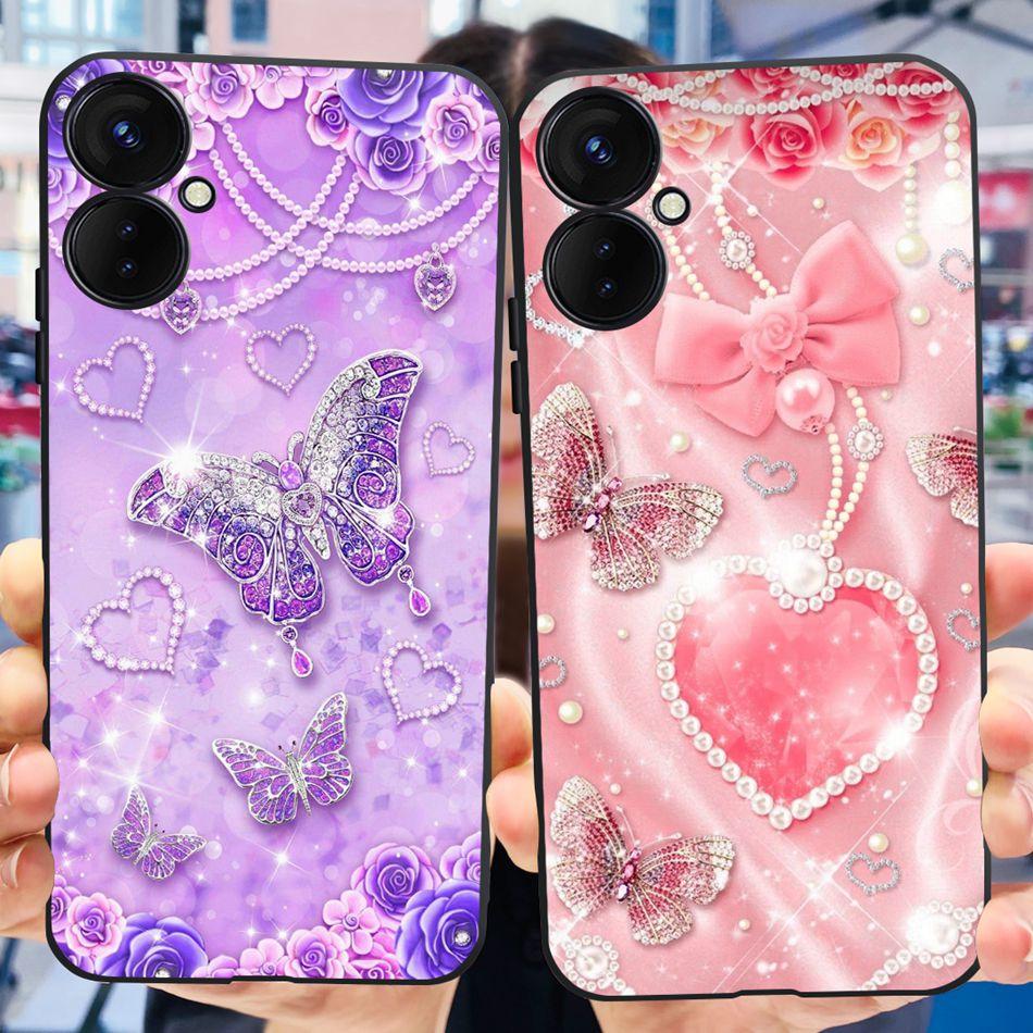 For Tecno Spark 9 Pro KH7 KH7n Cute Cartoon Phone Case For Tecno Spark 9Pro Black Silicone Soft TPU Cases