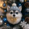 Pompon Haustier Ornament 2D Acryl Niedlicher Hund Weihnachtsschmuck Cartoon Fellförmiges Haustier Weihnachtsbaum Hängedekor für Feiertags-Partyzubehör